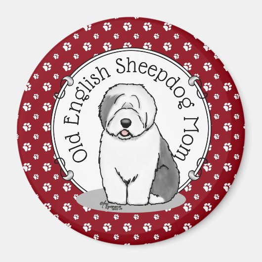 Aimant Mignonne chien OES Maman Vieux anglais Sheepdog Ma (Devant)