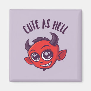 Aimant Mignonne comme diable en enfer avec un texte foncé