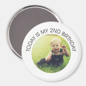 Aimant Mignonne deuxième anniversaire Toddler Party Round (Recto/Verso)
