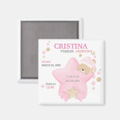 Aimant Mignonne dormant Teddy Ours Bébé Fille Naissance S (Recto/Verso)