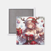 Aimant mignonne fille de Noël anime (Recto/Verso)