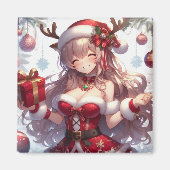 Aimant mignonne fille de Noël anime (Devant)