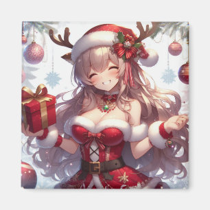 Aimant mignonne fille de Noël anime