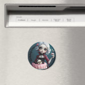 Aimant mignonne fille gothique vampire avec gâteau d'anni (In Situ (Lave-vaisselle))