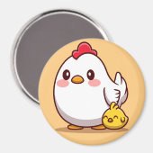 Aimant Mignonne Hen Avec Un Bébé (Recto/Verso)