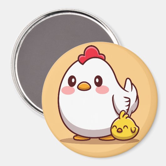 Aimant Mignonne Hen Avec Un Bébé (Recto/Verso)