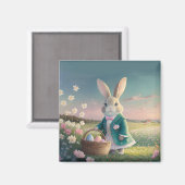 Aimant Mignonne lapin de Pâques en petite veste bleue (Recto/Verso)