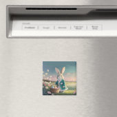 Aimant Mignonne lapin de Pâques en petite veste bleue (In Situ (Lave-vaisselle))