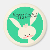 Aimant Mignonne lapin vert pour l'aimant rond classique d (Devant)