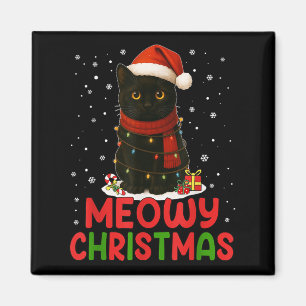Aimant Mignonne Meowny Noël Père Noël Chapeau drôle Chat
