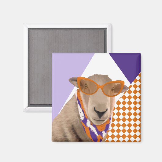 Aimant Mignonne Mouton Avec Lunettes (Recto/Verso)
