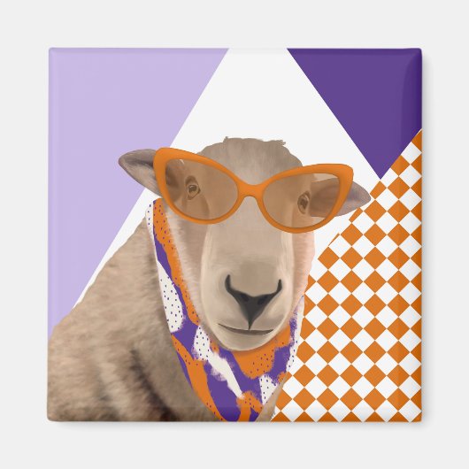 Aimant Mignonne Mouton Avec Lunettes (Devant)