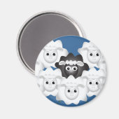 Aimant Mignonne mouton noir de la famille (Recto/Verso)
