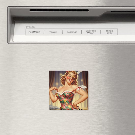 Aimant Mignonne rousse fille avec chien (In Situ (Lave-vaisselle))