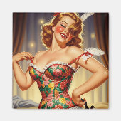 Aimant Mignonne rousse fille avec chien (Devant)