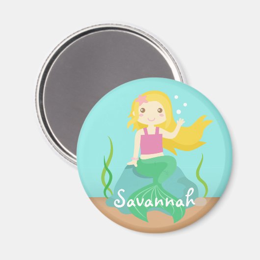 Aimant Mignonne sirène de l'océan, pour les filles (Recto/Verso)