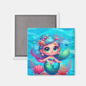 Aimant Mignonne sirène sous-marine (Recto/Verso)