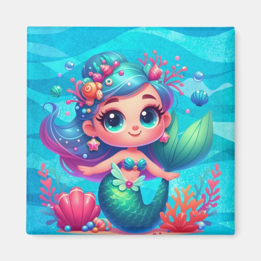 Aimant Mignonne sirène sous-marine (Devant)