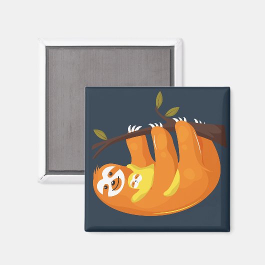 Aimant Mignonne Sloth avec bébé (Recto/Verso)