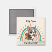 Aimant Mignonne taureau français de retour à l'école arc- (Recto/Verso)