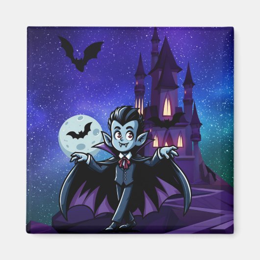 Aimant Mignonne, whimsical Halloween vampire (Devant)