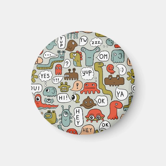 Aimant Mignons monstres de dessin : Arrière - plan sans c (Devant)