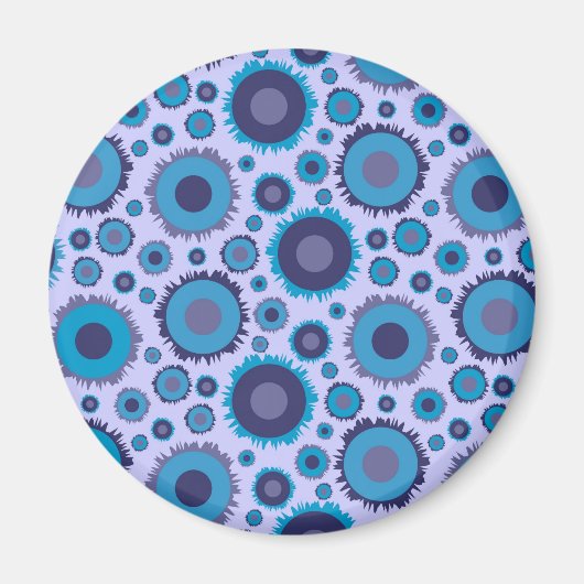 Aimant Mignons motifs de soleils multicolores bleus (Devant)