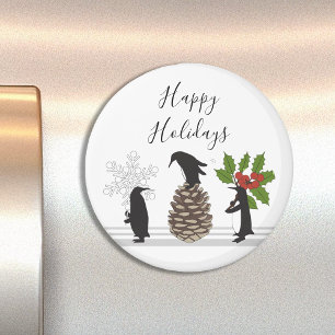 Aimant Mignons Pingouins drôle Whimsical Joyeux Vacances