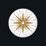 Aimant Milieu du siècle moderne Gold Starburst Round<br><div class="desc">Le design moderne du milieu du siècle avec starburst rétro vintage sert de point central, complété par des éléments modernes de starburst design. Un design simple et épuré de démarrage dans une palette de couleurs or et blanc. Une conception d'une collection de coordination. Conçu comme un modèle, vous pouvez créer...</div>
