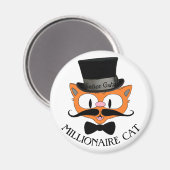 Aimant MILLIONAIRE CAT Mustache Cat with Top Hat (Recto/Verso)