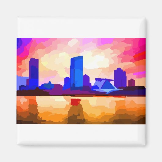 Aimant Milwaukee Wisconsin Skyline au coucher du soleil (Devant)