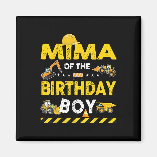 Aimant Mima De L'Anniversaire Boy Construction Ouvrier Na (Devant)