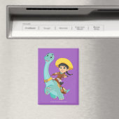 Aimant Min & Clover | Joyeux Cowgirl & Brontosaurus Ride (In Situ (Lave-vaisselle))