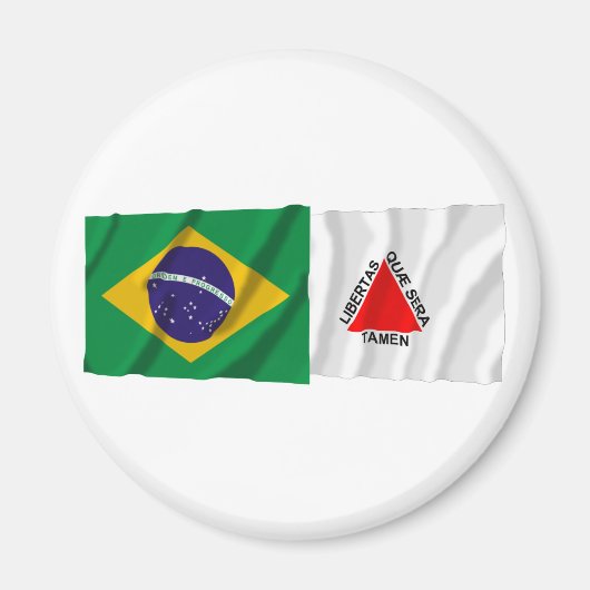 Aimant Minas Gerais & Brésil Drapeaux d'agitation (Devant)