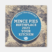 Aimant Mince Pies Lieu de naissance - Plaque Bleue (Devant)