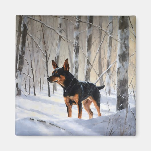 Aimant Mince Pinscher Laisser Neige Noël (Devant)