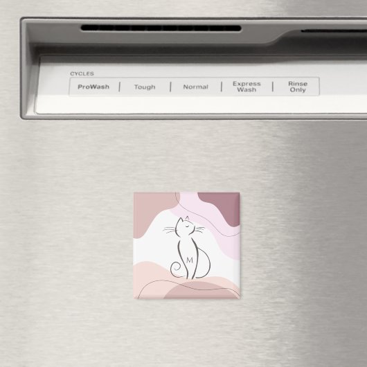 Aimant Mini Chat Noir Formes Boho Bio Monogramme (In Situ (Lave-vaisselle))