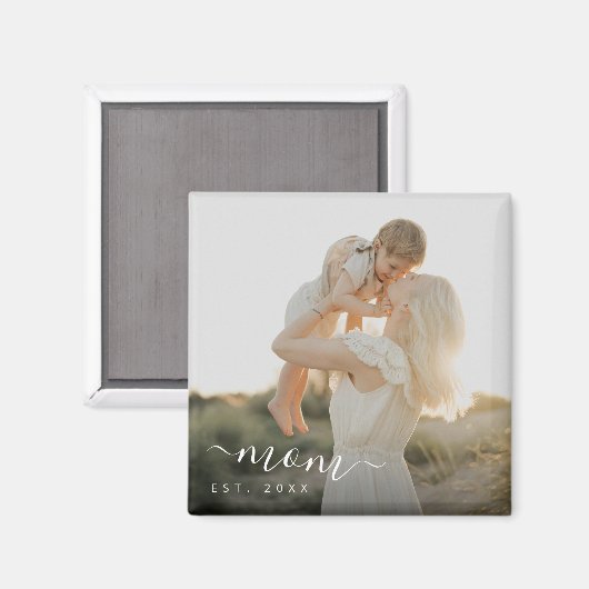 Aimant Mini-écriture blanc Maman Année Est (Recto/Verso)