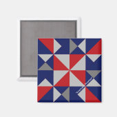 Aimant Mini-Grange Quilt Americana Pinwheel (Recto/Verso)