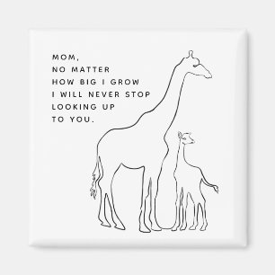 Aimant Mini maman Baby Giraffe Line Art Fête des Mères