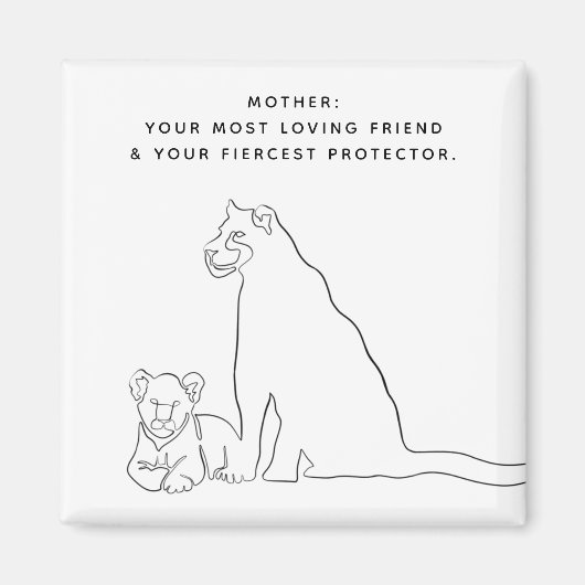 Aimant Mini maman et bébé Lion Line Art Mothers Day (Devant)