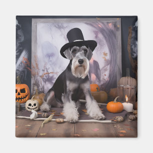 Aimant Miniature Schnauzer Citrouilles Halloween Épouvant