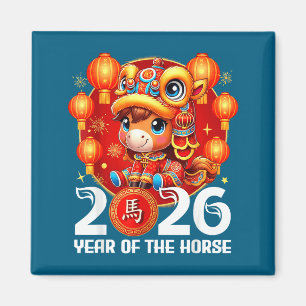Aimant Minimal 2026 Année Cheval Nouvel An Chinois