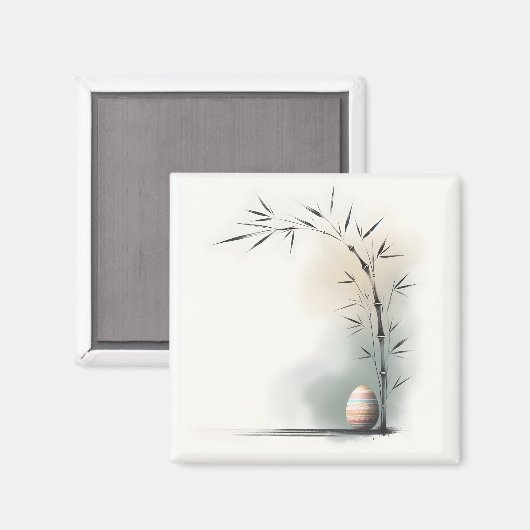 Aimant Minimal Zen Spring Bamboo Easter Egg (Recto/Verso)