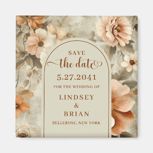 Aimant Minimalist Boho Terra Cotta Beige Sage Save Date (Devant)