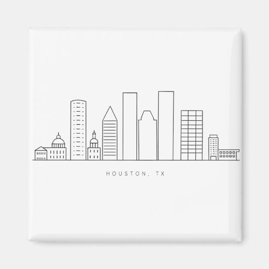 Aimant Minimalist Houston City Skyline Illustration (Devant)