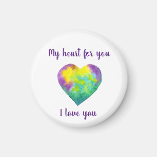 Aimant Minimalist I love you rainbow watercolor heart    