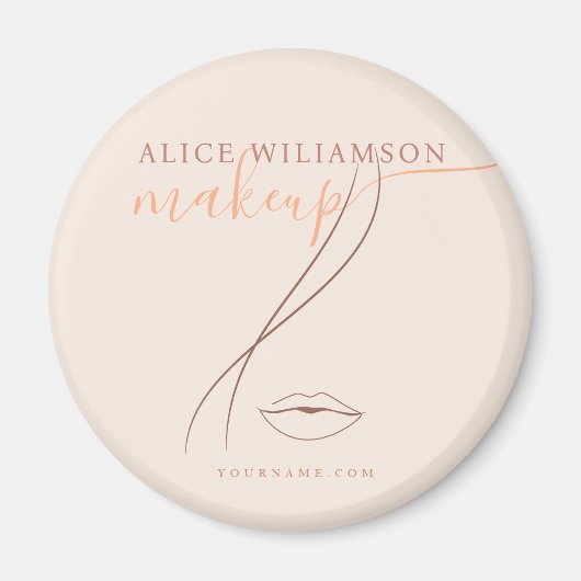 Aimant Minimalist Light Peach Makeup Artist Line Art Chic (Devant)
