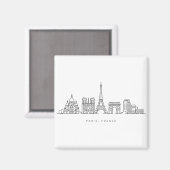 Aimant Minimalist Paris France Skyline Line Art (Recto/Verso)