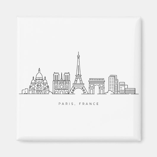 Aimant Minimalist Paris France Skyline Line Art (Devant)